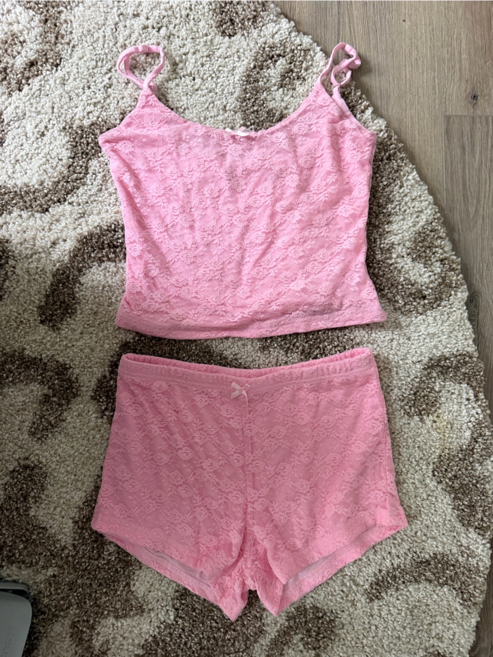 White Fox Pink Lace Tube Top and Camisole Set PJs